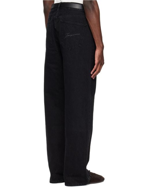 Jacquemus Blue Logo Detailed Straight-Leg Jeans for men