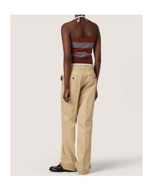 Miu Miu Brown Striped Jersey Top