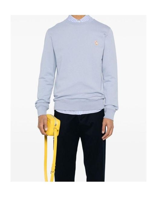 Maison Kitsuné Blue Maison Kitsuné Chillax Fox Patch Crewneck Sweatshirt for men