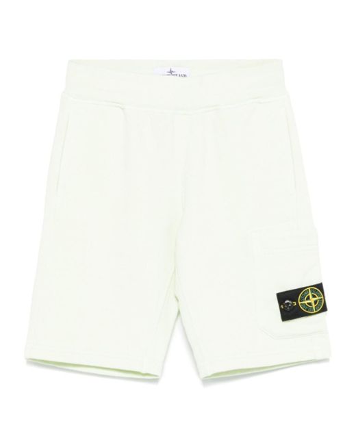Stone Island White Junior Compass-Patch Elasticated Waistband Shorts