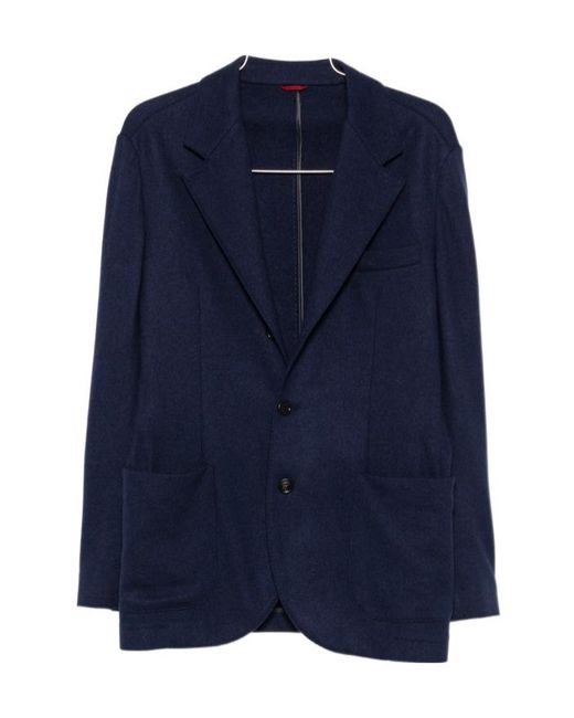 Brunello Cucinelli Blue Cashmere Jersey Blazer With Patch Pockets for men