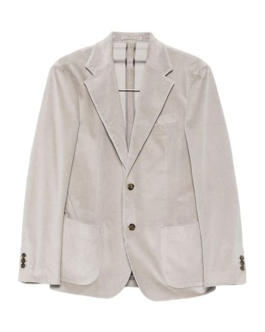 Lardini Gray Single Breasted Corduroy Jacket for men
