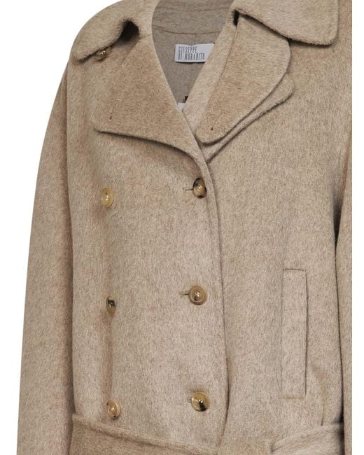 GIUSEPPE DI MORABITO Natural Draped Belted Peacoat