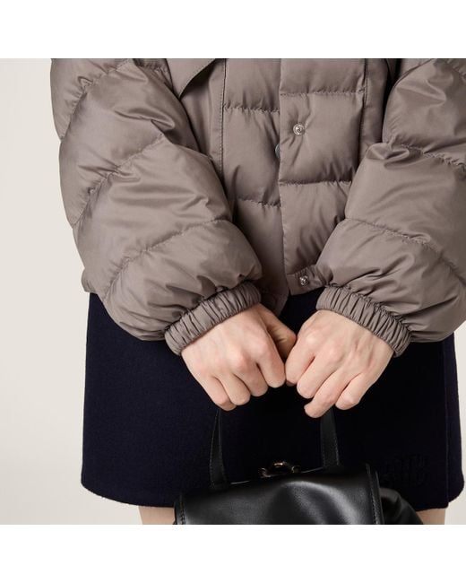 Miu Miu Brown Down Technical Pongé Puffer Jacket