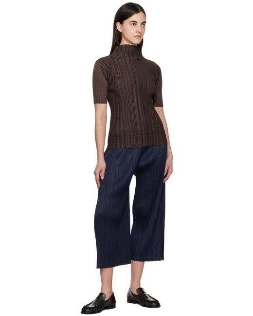 Pleats Please Issey Miyake Brown Turtleneck Sweater