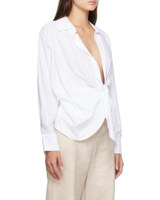 Jacquemus White Bahlia Tie-Up Detailed Blouse