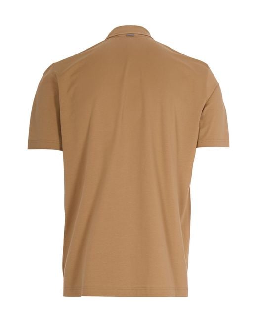 Herno Brown Button Detailed Short-Sleeved Polo Shirt for men