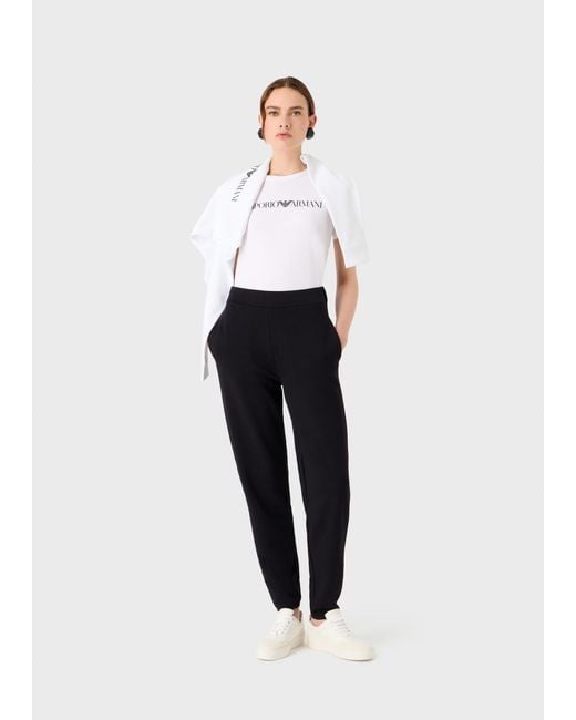 Emporio Armani White Logo Printed Crewneck T-Shirt