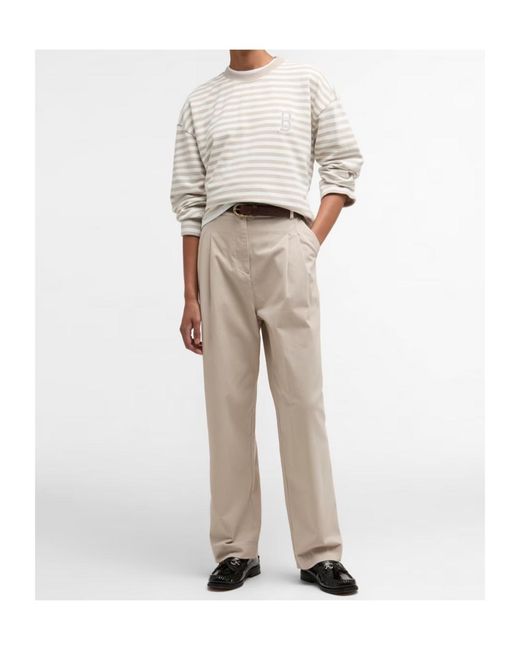 Barbour Natural Striped Crew Neck Sweatshirt