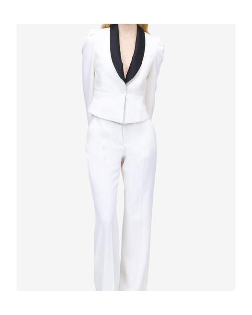 McQueen White Wool Cropped Blazer