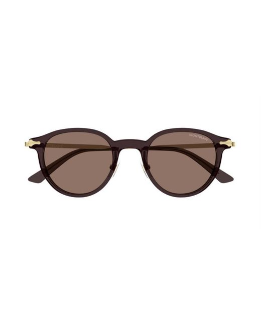 Montblanc Brown Eyewear Round Frame Sunglasses for men