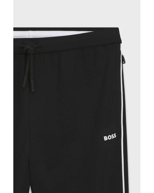 Boss Black Triangle-Jacquard Tracksuit Bottoms With Rubberised Logo for men