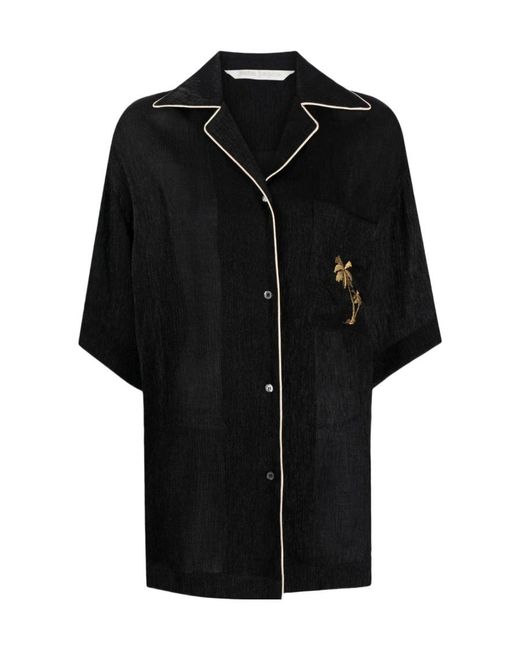 Palm Angels Black Soireé Logo-Embroidered Button-Up Shirt
