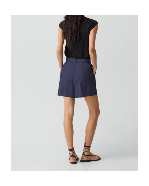 Theory Blue Fluid Pleat Short