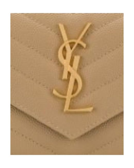Saint Laurent Natural Monogram Tri-Fold Wallet