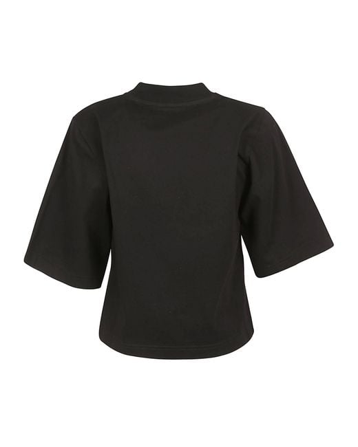 Palm Angels Black Bear Print Cropped T-Shirt
