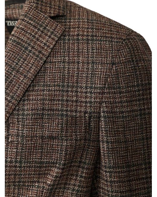 Zegna Brown Checked Two-Button Jacket for men