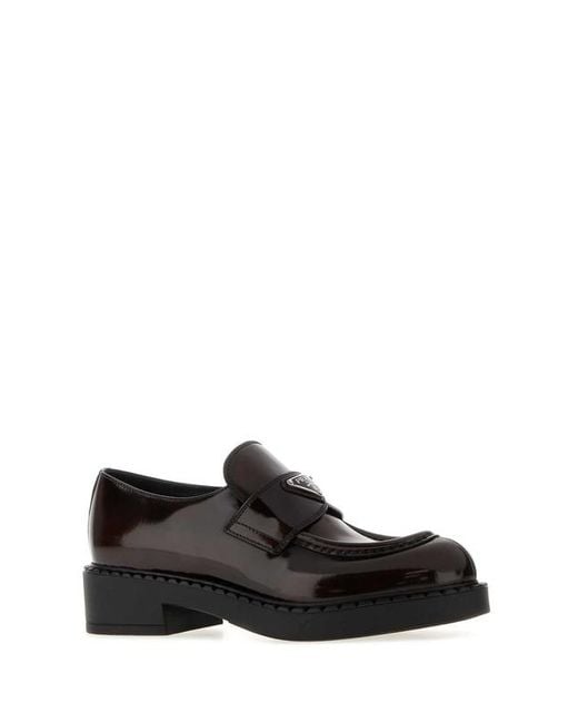 Prada Black Triangle-Logo Loafers