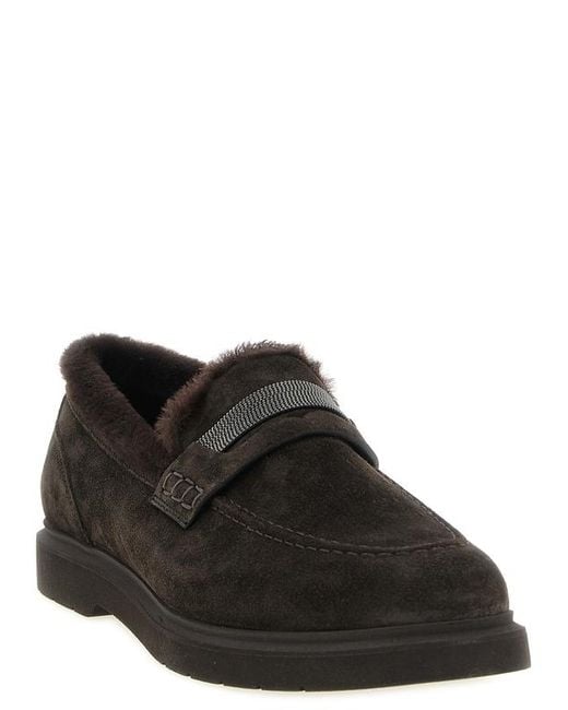 Brunello Cucinelli Gray Round-Toe Loafers