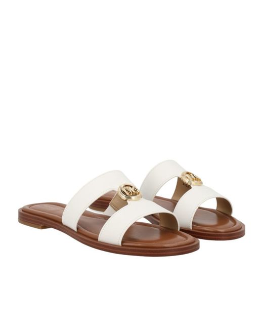 Michael Kors Brown Michael Logo Plaque Slip-On Slides