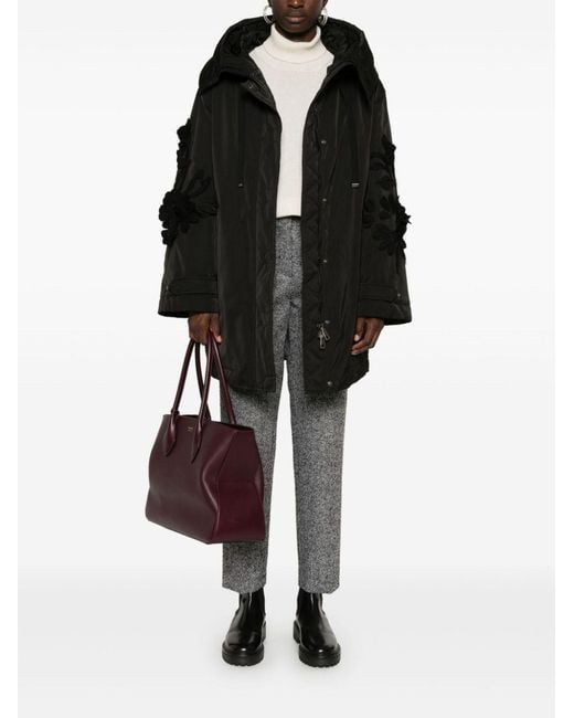 Ermanno Scervino Black Floral-Appliqué Puffer Jacket