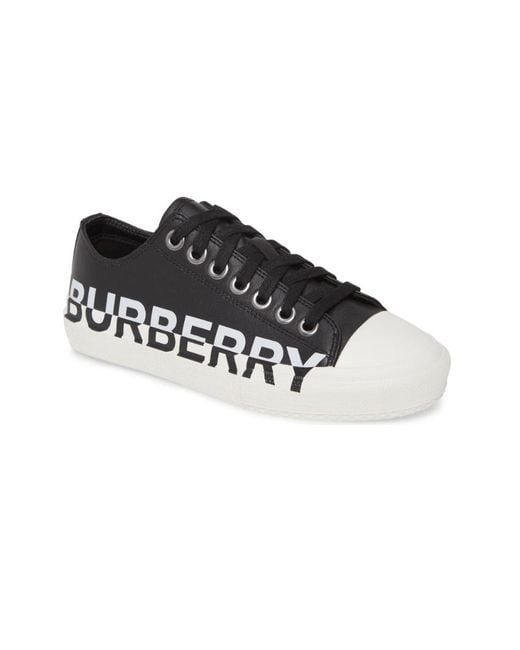 Burberry Black Logo Print Lace-Up Sneakers
