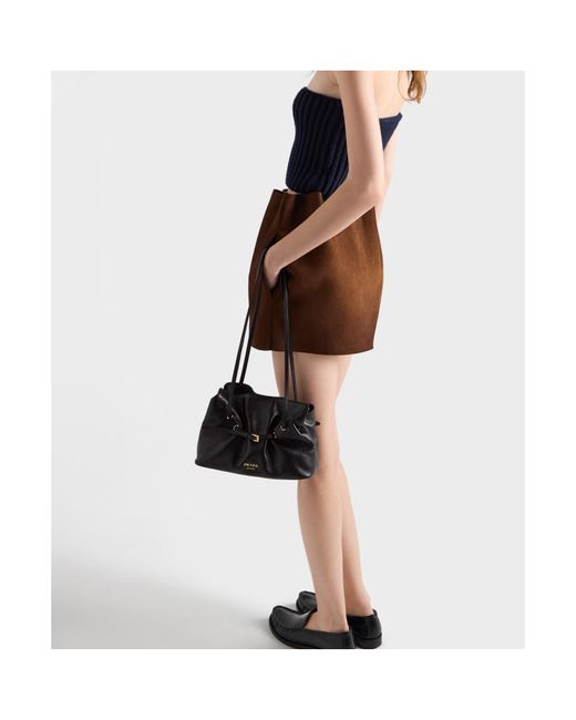 Prada Black Dada Buckle Detailed Small Bucket Bag