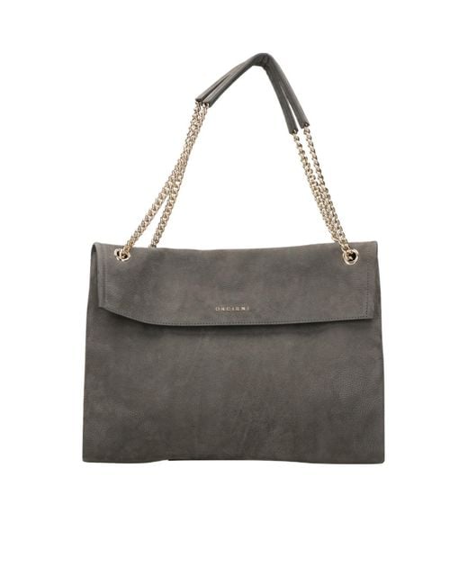 Orciani Gray Dual-Handle Shoulder Bag