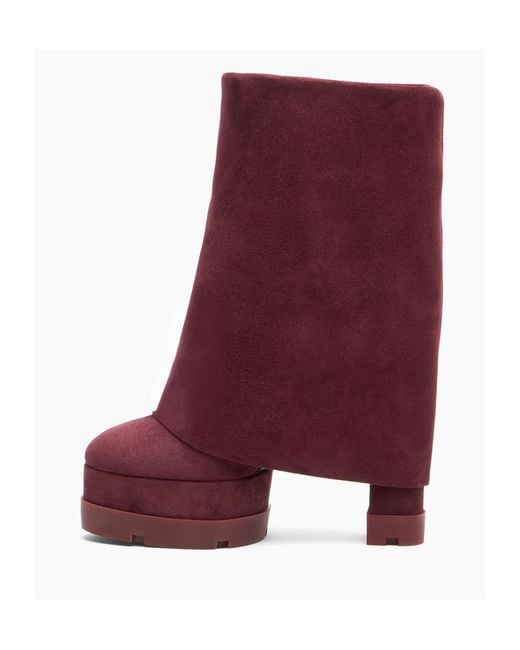 Casadei Purple Nancy Fold-Over Platform Boots