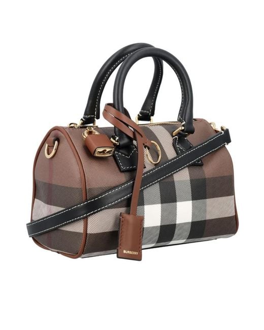 Burberry Brown Checked Bowling Shoulder Bag