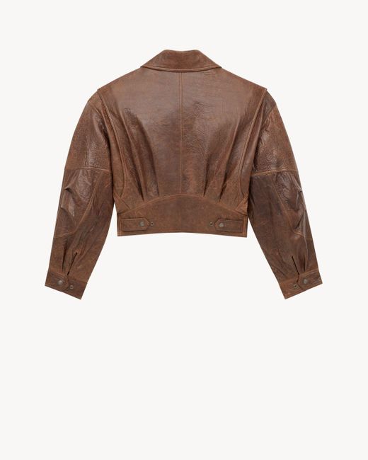 Saint Laurent Brown Aged Bomber Jacket