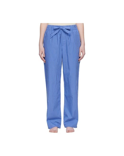 Tekla Blue Striped Drawstring Pajama Pants for men