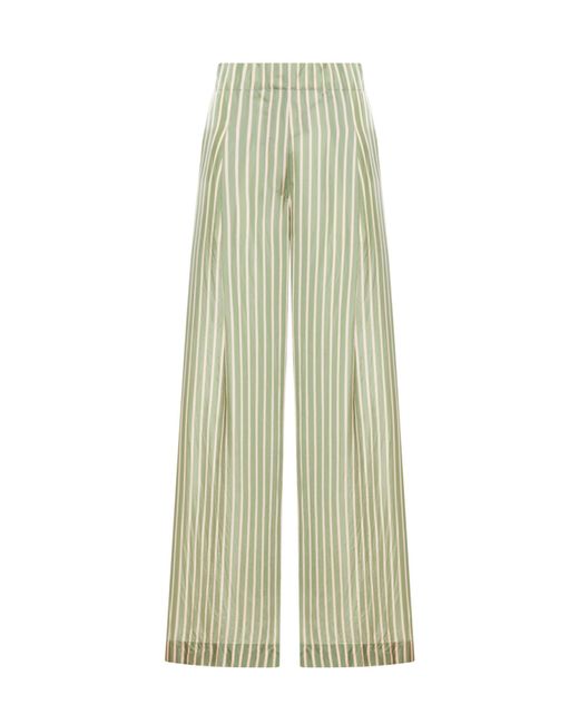 Dries Van Noten Green Wide-Leg Cupro Trousers With A Wrinkled Effect