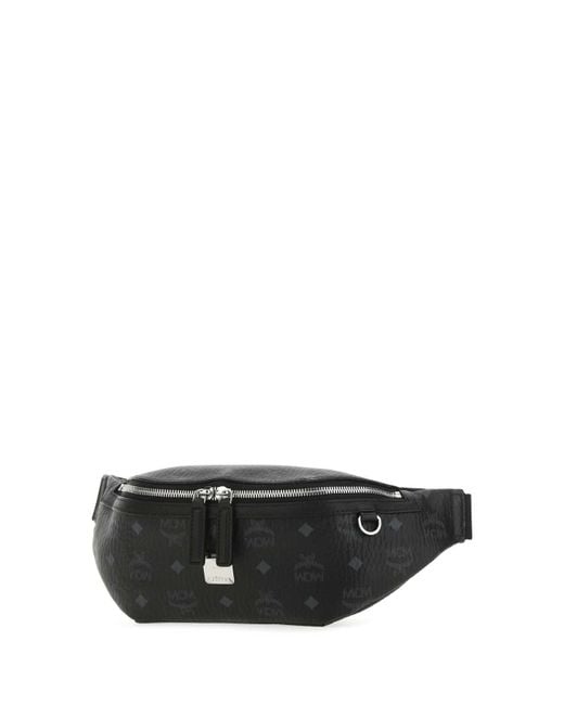 MCM Black Fursten Zipped Medium Belt Bag for men