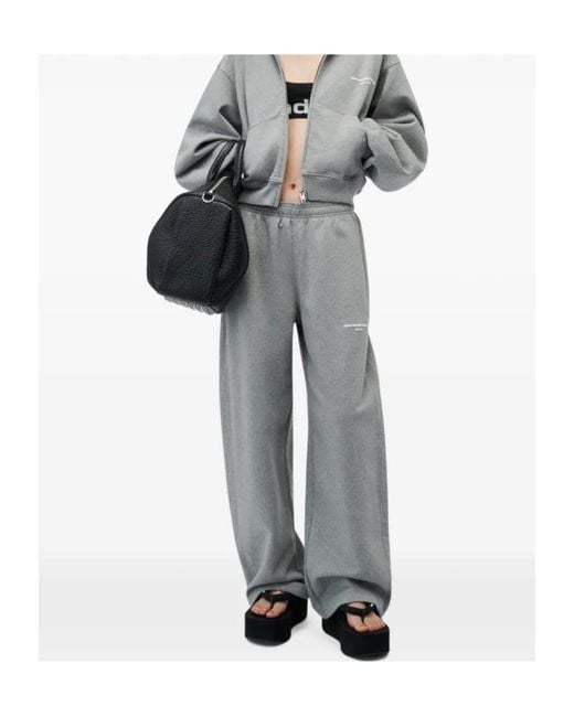 Alexander Wang Gray Mid-Rise Relaxed Sweatpant W/ Logo Print