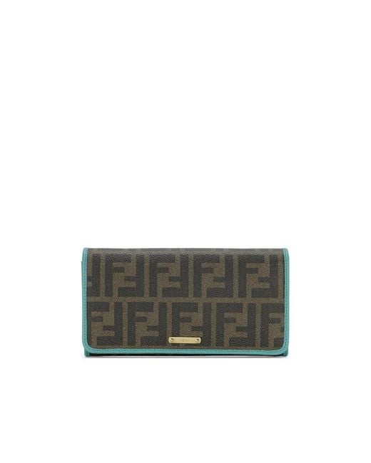 Fendi Gray Double F Long Wallet