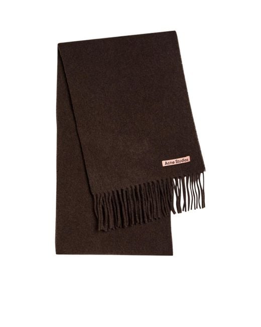Acne Brown Canada Skinny Fringed Wool Scarf