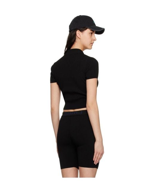 Juun.J Black Open Spread Polo Shirt