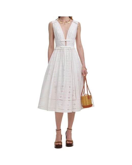 Self-Portrait White Broderie Midi Dress