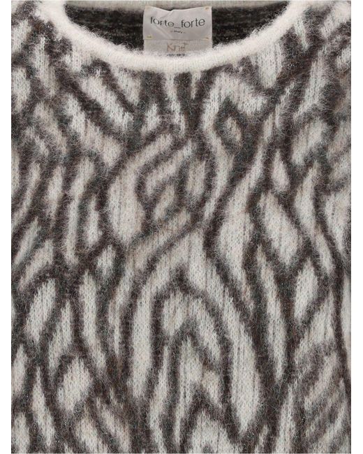 Forte_forte Gray Plum De Heron Jacquard Sweater