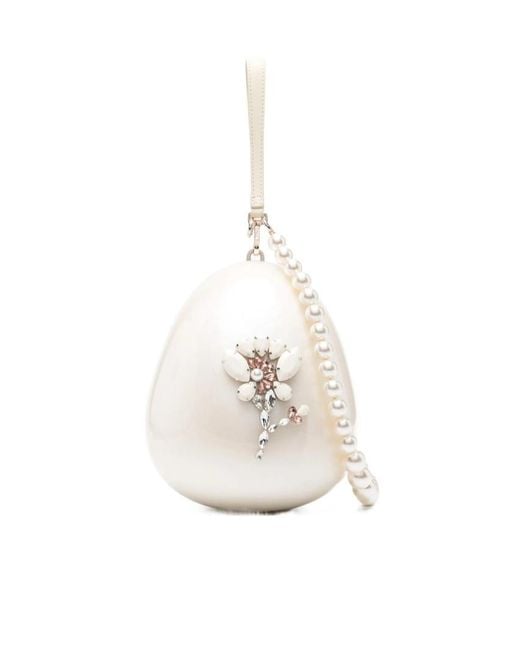 Simone Rocha White Beaded Shoulder Bag