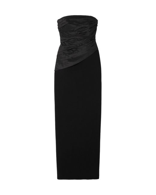 Carolina Herrera Black Strapless Ruched Satin And Ponte Gown