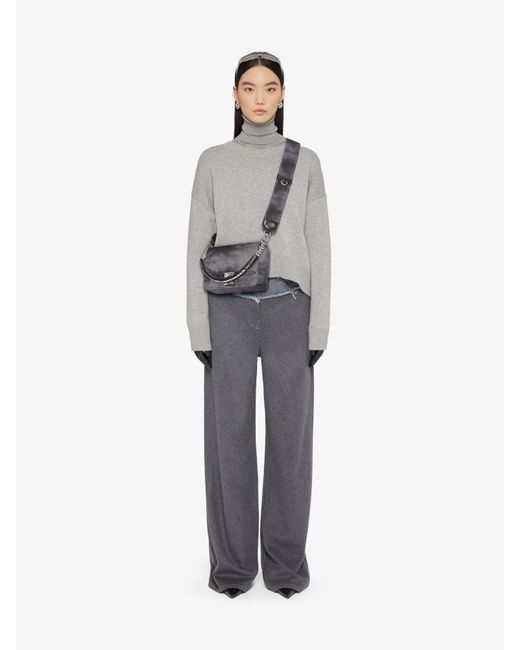 Givenchy Gray Logo Plaque Foldover Top Shoulder Bag