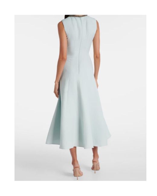 Roland Mouret Blue Embellished Wool And Silk Midi Dress