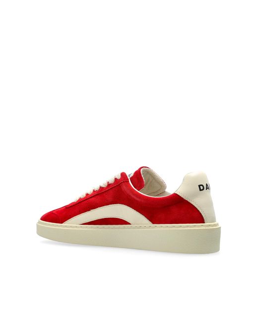 DSquared² Red Round-Toe Lace-Up Sneakers for men