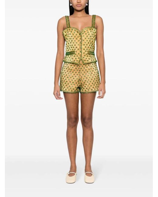 Bode Yellow Embroidery Design Vest