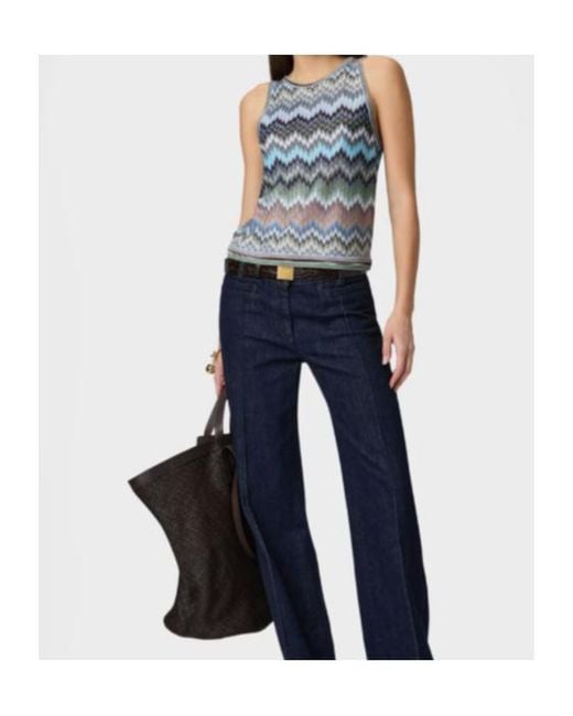 Missoni Blue Round-Neck Knitwear