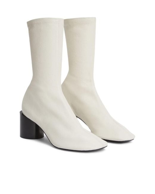 Jil Sander White Block-Heel Ankle Boots