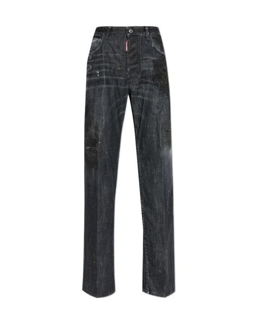 DSquared² Gray San Diego Straight-Leg Distressed Jeans