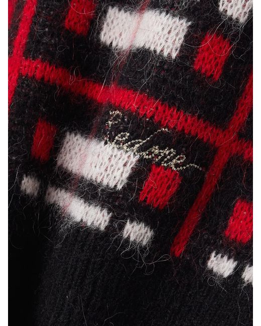 Re/done Embroidered Checked Jacquard-Knit Sweater